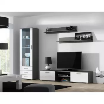 Plaukiojančių lentynų rinkinys Cama Meble SOHO, 2 lentynos, 1250×200×200 mm, medžio drožlių plokštė, pilka matinė