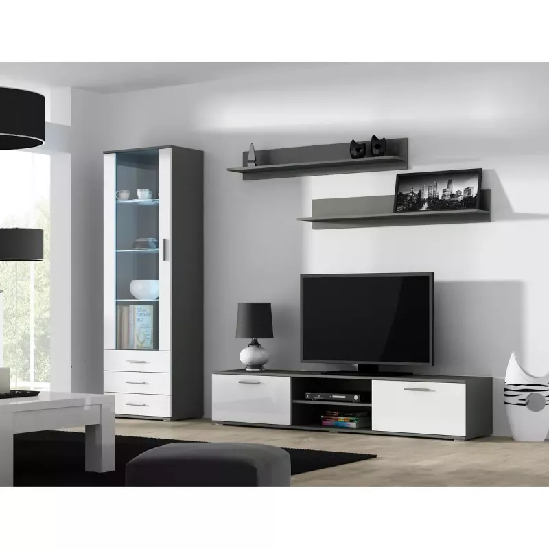 Plaukiojančių lentynų rinkinys Cama Meble SOHO, 2 lentynos, 1250×200×200 mm, medžio drožlių plokštė, pilka matinė