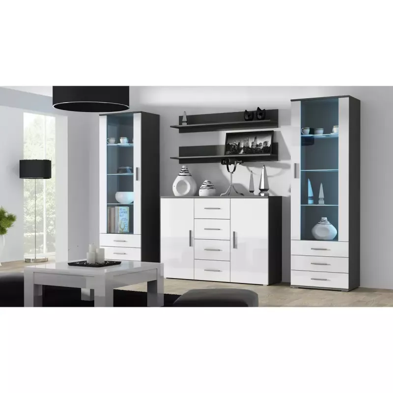 Plaukiojančių lentynų rinkinys Cama Meble SOHO, 2 lentynos, 1250×200×200 mm, medžio drožlių plokštė, pilka matinė