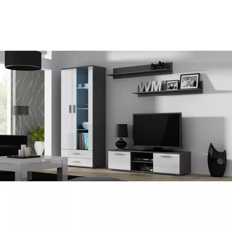Plaukiojančių lentynų rinkinys Cama Meble SOHO, 2 lentynos, 1250×200×200 mm, medžio drožlių plokštė, pilka matinė