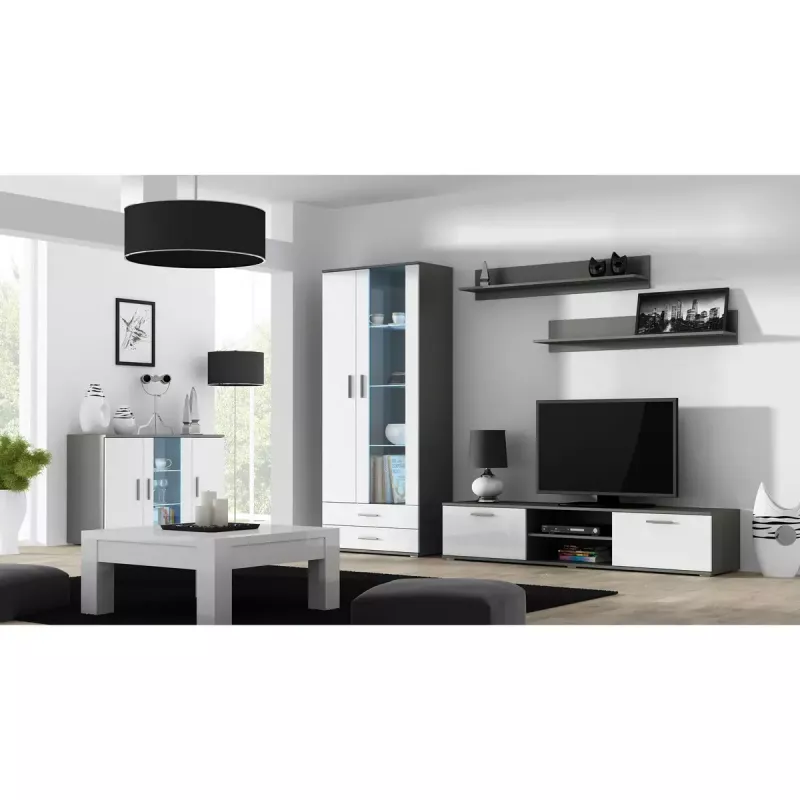 Plaukiojančių lentynų rinkinys Cama Meble SOHO, 2 lentynos, 1250×200×200 mm, medžio drožlių plokštė, pilka matinė