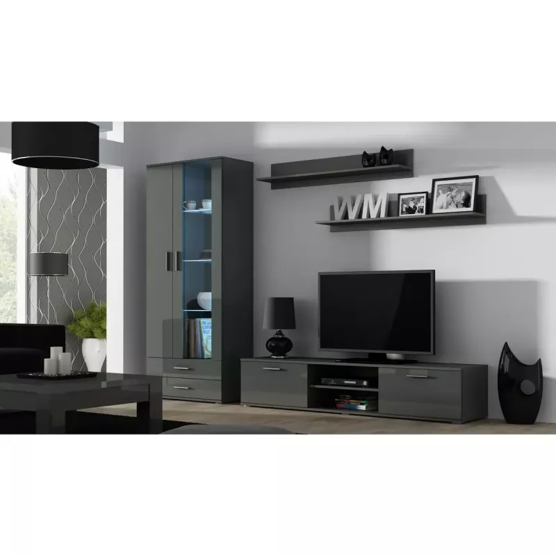 Plaukiojančių lentynų rinkinys Cama Meble SOHO, 2 lentynos, 1250×200×200 mm, medžio drožlių plokštė, pilka matinė