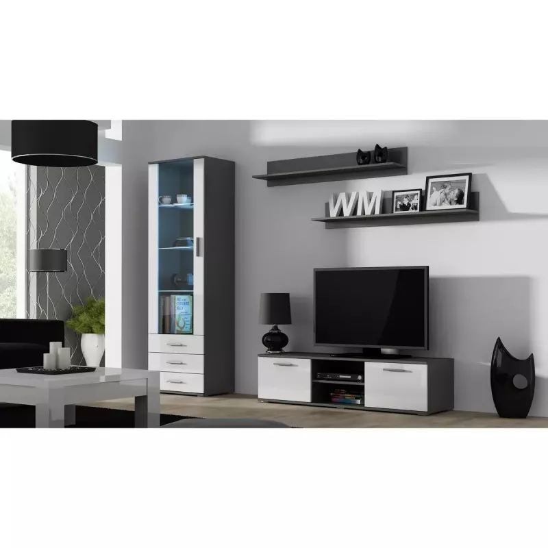 Plaukiojančių lentynų rinkinys Cama Meble SOHO, 2 lentynos, 1250×200×200 mm, medžio drožlių plokštė, pilka matinė