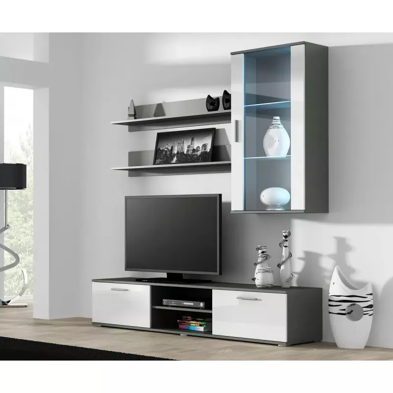 Plaukiojančių lentynų rinkinys Cama Meble SOHO, 2 lentynos, 1250×200×200 mm, medžio drožlių plokštė, pilka matinė
