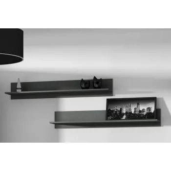 Plaukiojančių lentynų rinkinys Cama Meble SOHO, 2 lentynos, 1250×200×200 mm, medžio drožlių plokštė, pilka matinė