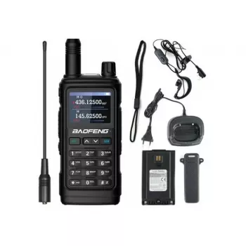 Nešiojamasis dvipusis radijo ryšio įrenginys Baofeng UV-17E — 5 W, 1800 mAh baterija, VOX, žibintuvėlis, FM radijas, iki 10 km nuotolis, juodas (2 vnt. rinkinys)