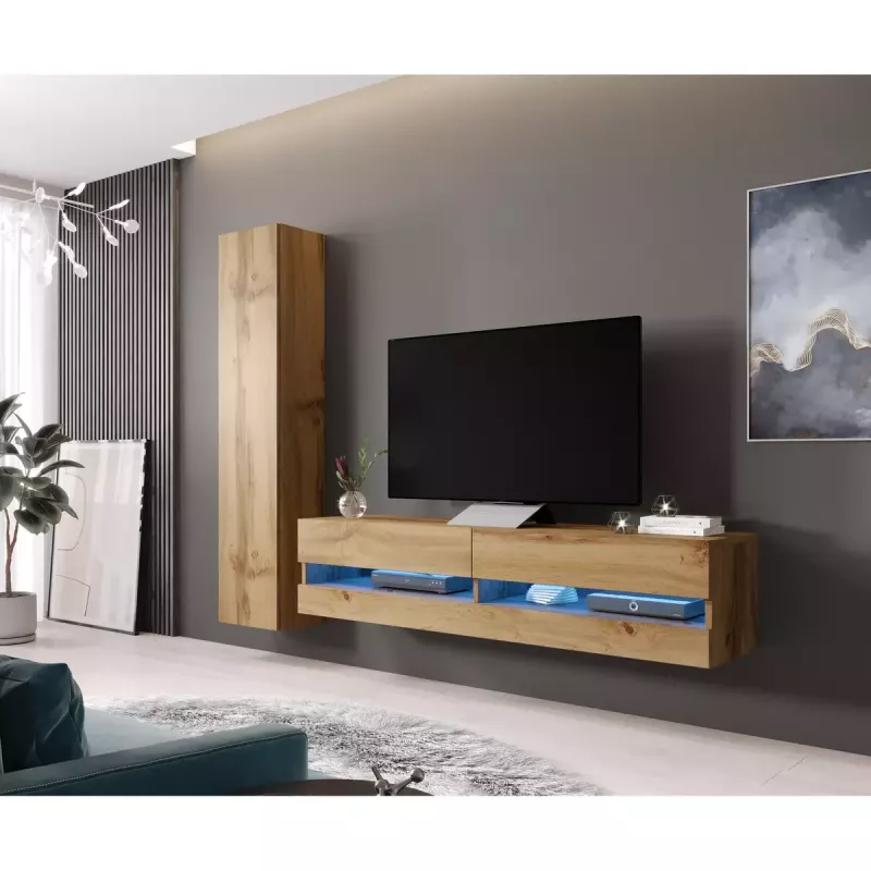Prie sienos montuojama laikymo spinta Cama Meble VIGO 180, 1800×400×300 mm, Wotan ąžuolas