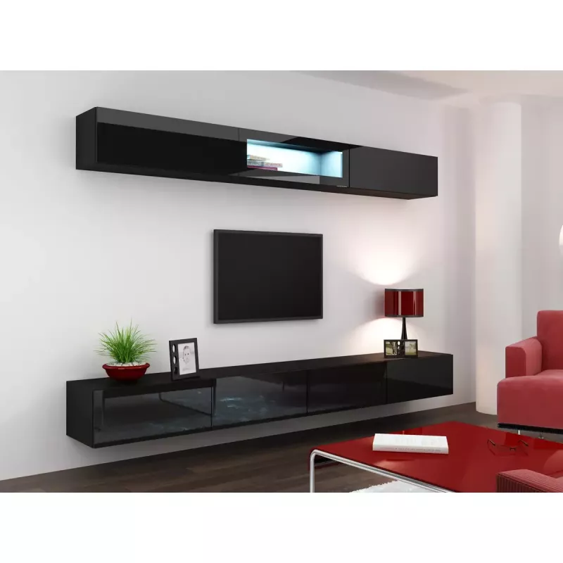 Sandėliavimo spintelė cama meble VIGO 90 — sieninė, 900×350×320 mm, juoda/juodas blizgesys