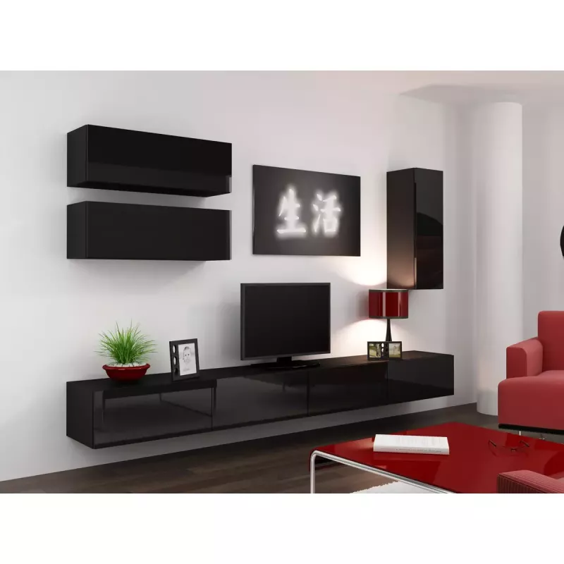 Sandėliavimo spintelė cama meble VIGO 90 — sieninė, 900×350×320 mm, juoda/juodas blizgesys