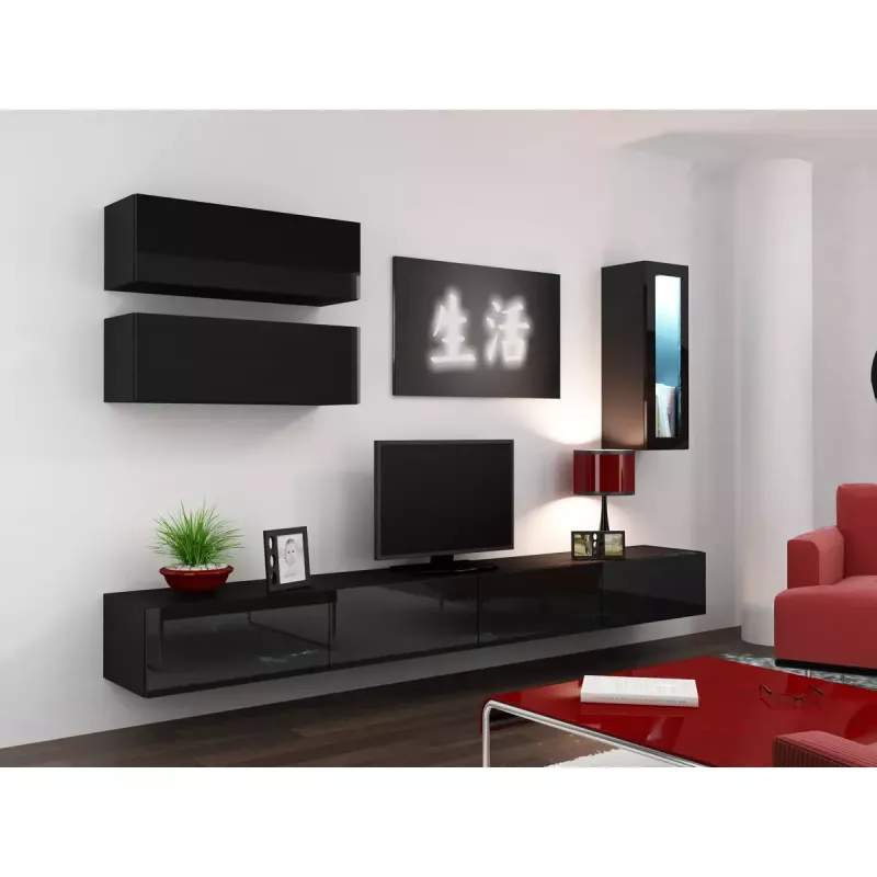 Sandėliavimo spintelė cama meble VIGO 90 — sieninė, 900×350×320 mm, juoda/juodas blizgesys