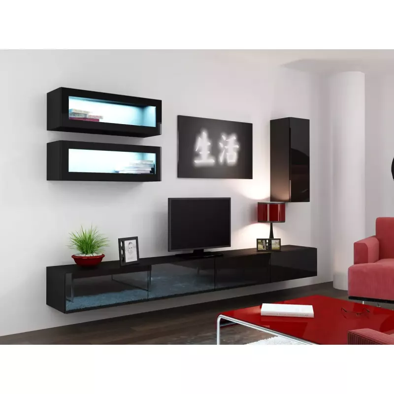 Sandėliavimo spintelė cama meble VIGO 90 — sieninė, 900×350×320 mm, juoda/juodas blizgesys