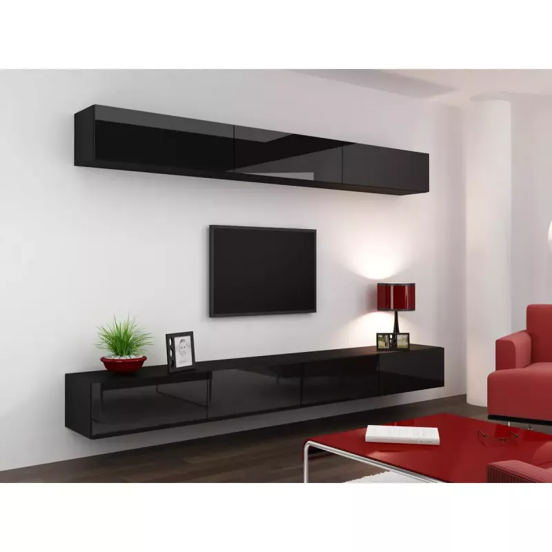 Sandėliavimo spintelė cama meble VIGO 90 — sieninė, 900×350×320 mm, juoda/juodas blizgesys