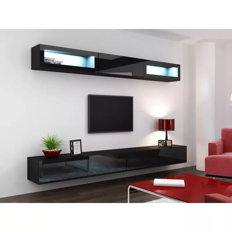 Sandėliavimo spintelė cama meble VIGO 90 — sieninė, 900×350×320 mm, juoda/juodas blizgesys
