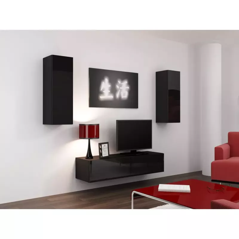 Sandėliavimo spintelė cama meble VIGO 90 — sieninė, 900×350×320 mm, juoda/juodas blizgesys
