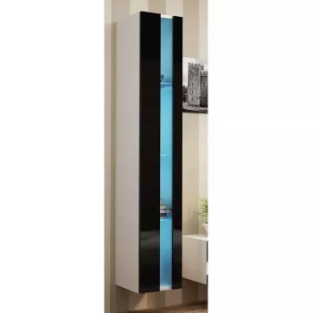 Ant sienos montuojamas lentynų blokas cama meble VIGO NEW 180×40×30 cm baltas/juodas blizgus