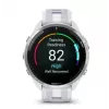 Išmanusis laikrodis GARMIN Forerunner 965 — 47 mm titano korpusas, 1,4 colio AMOLED, 32 GB, 23 dienų baterija, GPS/GLONASS/Galileo, baltas silikoninis dirželis