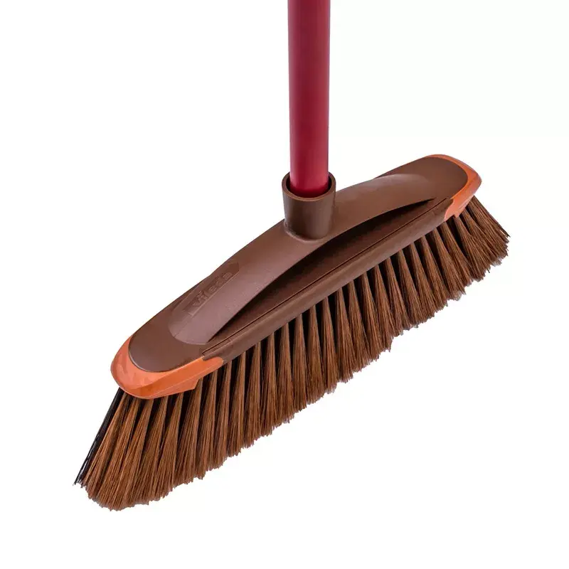 Vidaus šluota VILEDA modelis 136082 su minkštais/kietais plastikiniais šereliais ir kotu, bronzinė