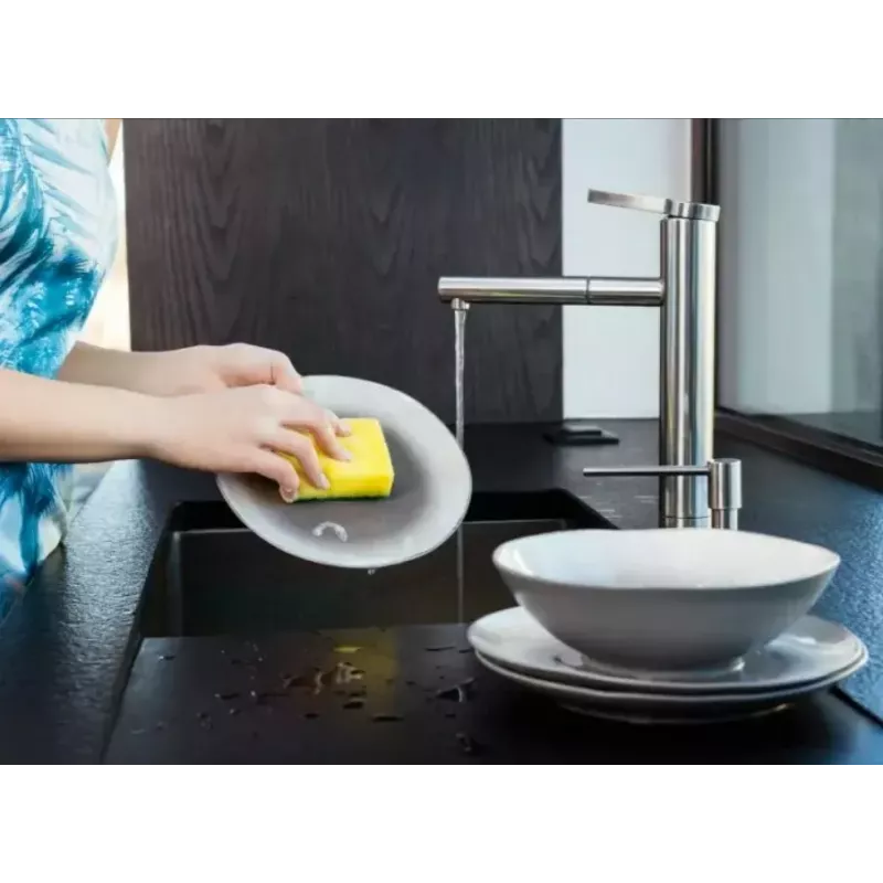 Indų plovimo kempinė VILEDA Tip-Top, pakuotėje 5 vnt., stačiakampiai pluoštiniai įklotai 70×90×30 mm, geltona
