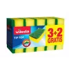 Indų plovimo kempinė VILEDA Tip-Top, pakuotėje 5 vnt., stačiakampiai pluoštiniai įklotai 70×90×30 mm, geltona