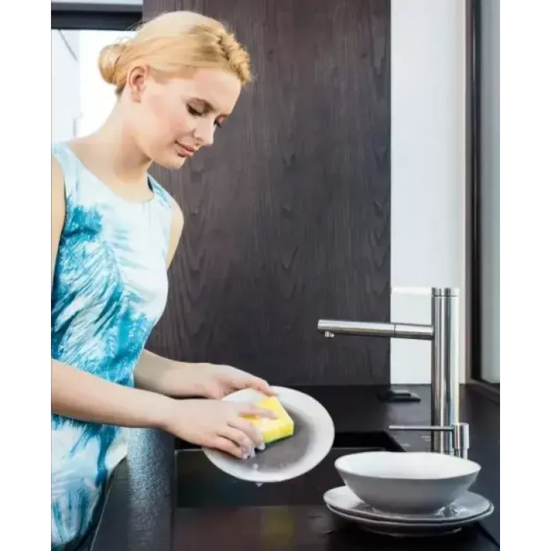 Indų plovimo kempinė VILEDA Tip-Top, pakuotėje 5 vnt., stačiakampiai pluoštiniai įklotai 70×90×30 mm, geltona