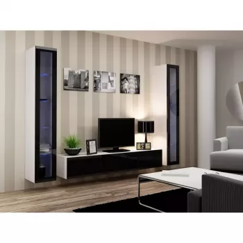 TV staliukas cama meble VIGO 180 — 1800×400×300 mm, baltas viršus, baltas rėmas, medžio drožlių plokštė