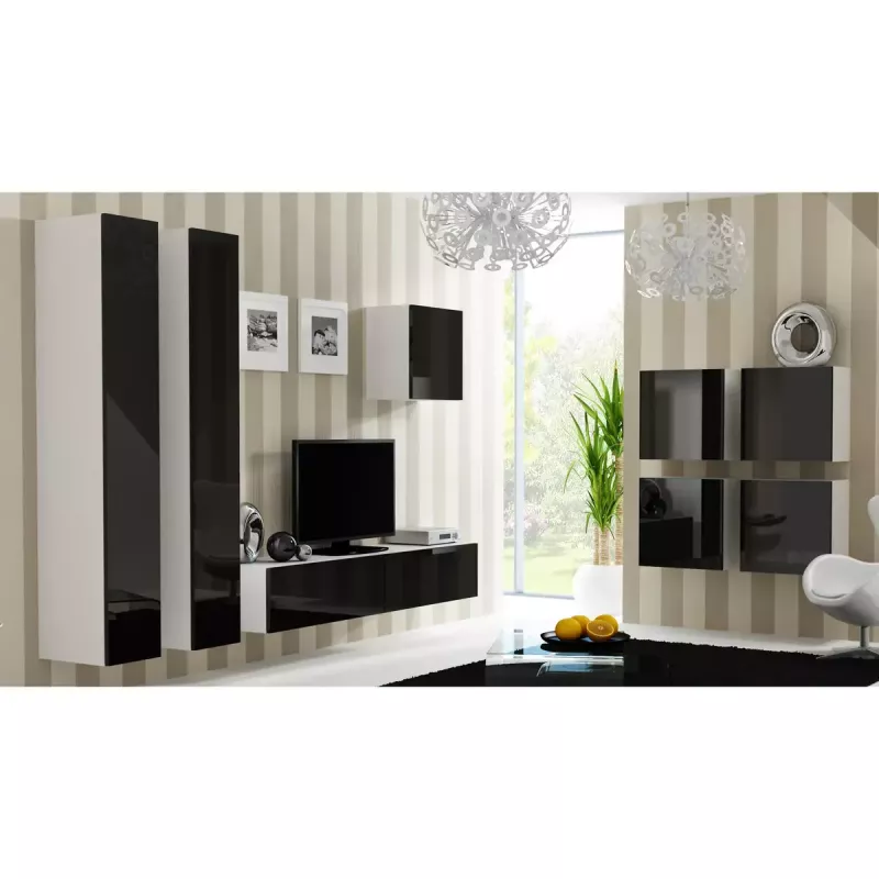 TV staliukas cama meble VIGO 180 — 1800×400×300 mm, baltas viršus, baltas rėmas, medžio drožlių plokštė
