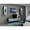 TV staliukas Cama Meble VIGO NEW 30/140/40, 1400×400×300 mm, juoda viršutinė dalis, medžio drožlių plokštė, juodas rėmas