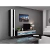 TV staliukas Cama Meble VIGO NEW 30/140/40, 1400×400×300 mm, juoda viršutinė dalis, medžio drožlių plokštė, juodas rėmas