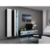 TV staliukas Cama Meble VIGO NEW 30/140/40, 1400×400×300 mm, juoda viršutinė dalis, medžio drožlių plokštė, juodas rėmas