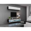 TV staliukas Cama Meble VIGO NEW 30/140/40, 1400×400×300 mm, juoda viršutinė dalis, medžio drožlių plokštė, juodas rėmas