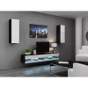 TV staliukas Cama Meble VIGO NEW 30/140/40, 1400×400×300 mm, juoda viršutinė dalis, medžio drožlių plokštė, juodas rėmas