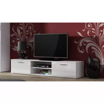 TV staliukas cama meble SOHO 180 — 1800×430×370 mm, baltas viršus (medžio drožlių plokštė), baltas rėmas