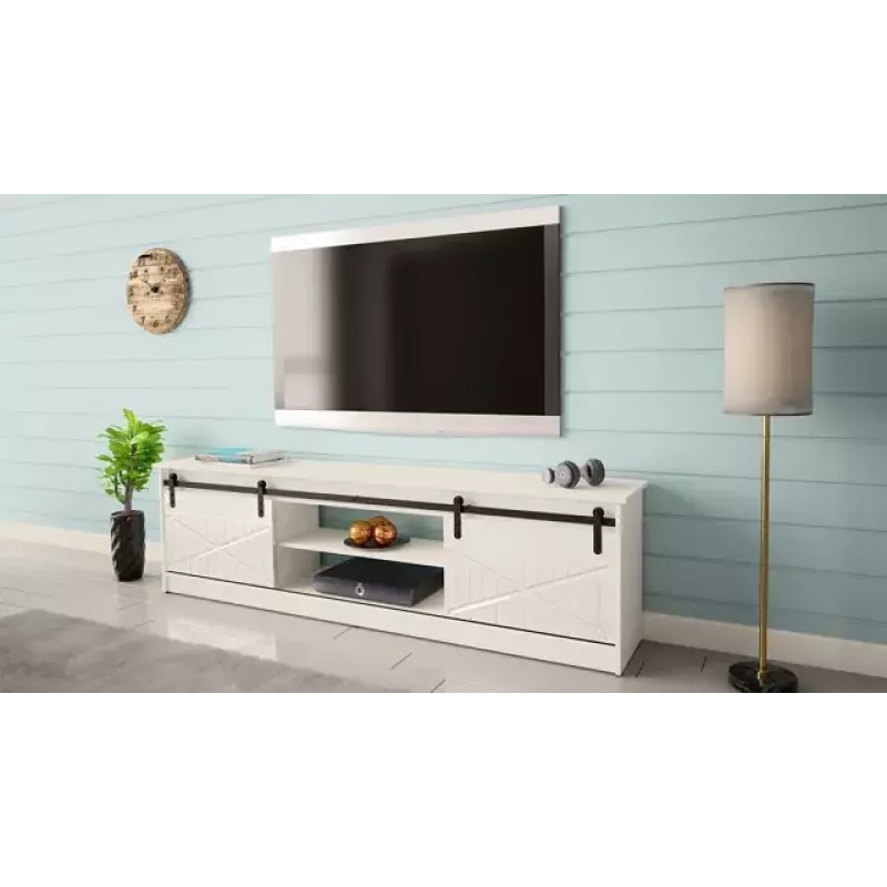 TV spintelė Cama Meble GRANERO RTV 200x56,7x35 cm — baltas viršus, medžio drožlių plokštės korpusas