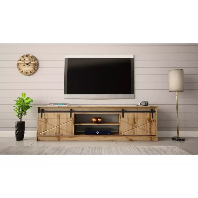 TV spintelė Cama Meble GRANERO RTV, Wotan ąžuolo apdaila, 2000×350×567 mm