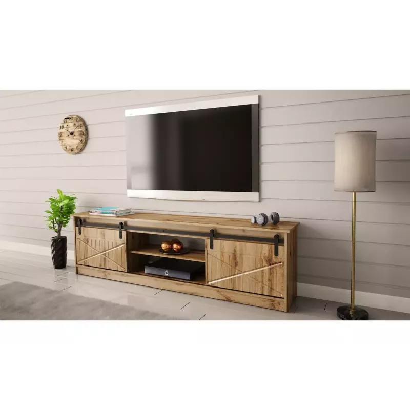 TV spintelė Cama Meble GRANERO RTV, Wotan ąžuolo apdaila, 2000×350×567 mm