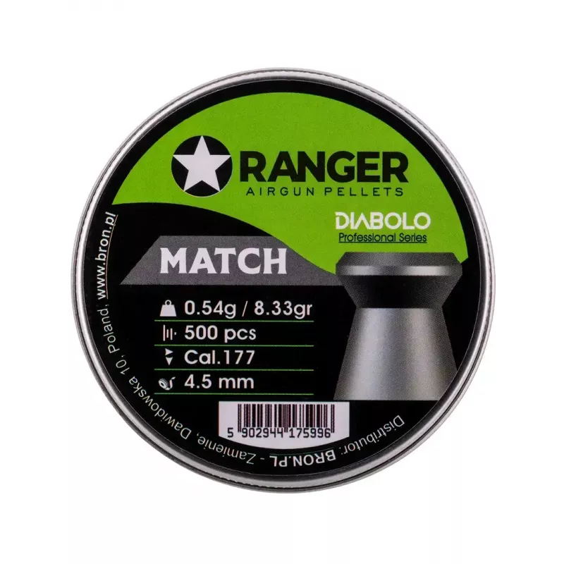 Oro šautuvo šratai RANGER PRORO 4,5 mm Diabolo — 500 vnt., sidabriniai, aliuminio dozatorius