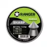Šratai RANGER PRORO.45.500.S — 4,5 mm diabolo aštrus smaigalys, 500 vnt., aliumininis dozatorius
