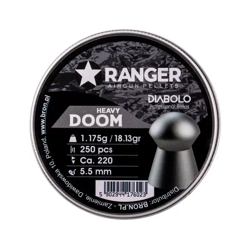 Gun pellets RANGER PRORO.55.250.DH Diabolo 5,5 mm, 250 vnt., sidabriniai, aliuminio dozatorius
