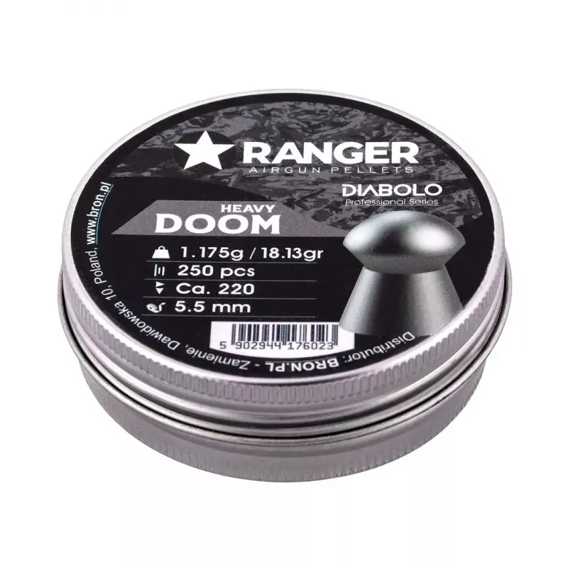Gun pellets RANGER PRORO.55.250.DH Diabolo 5,5 mm, 250 vnt., sidabriniai, aliuminio dozatorius