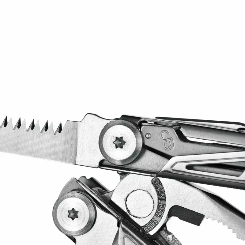 Multitool AZYMUT H2038 pilno dydžio įrankis — 14 įrankių, 16,2 cm atidarytas, 10,1 cm sulankstytas, 264 g, 420/7CR13 plienas, odinis dėklas