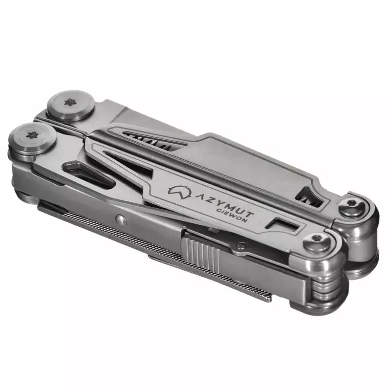 Multitool AZYMUT H2038 pilno dydžio įrankis — 14 įrankių, 16,2 cm atidarytas, 10,1 cm sulankstytas, 264 g, 420/7CR13 plienas, odinis dėklas