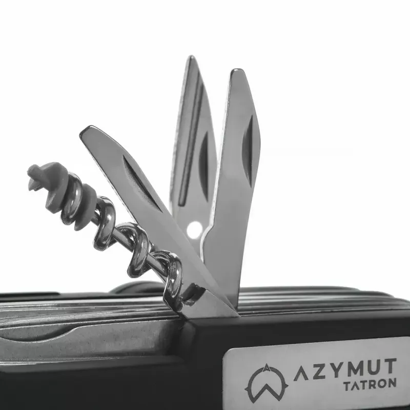 Peilis kišeninis AZYMUT Tatron daugiafunkcis sulankstomas peilis 25 įrankiai, nerūdijantis plienas, 9 cm sulankstytas, 200 g, odinis dėklas