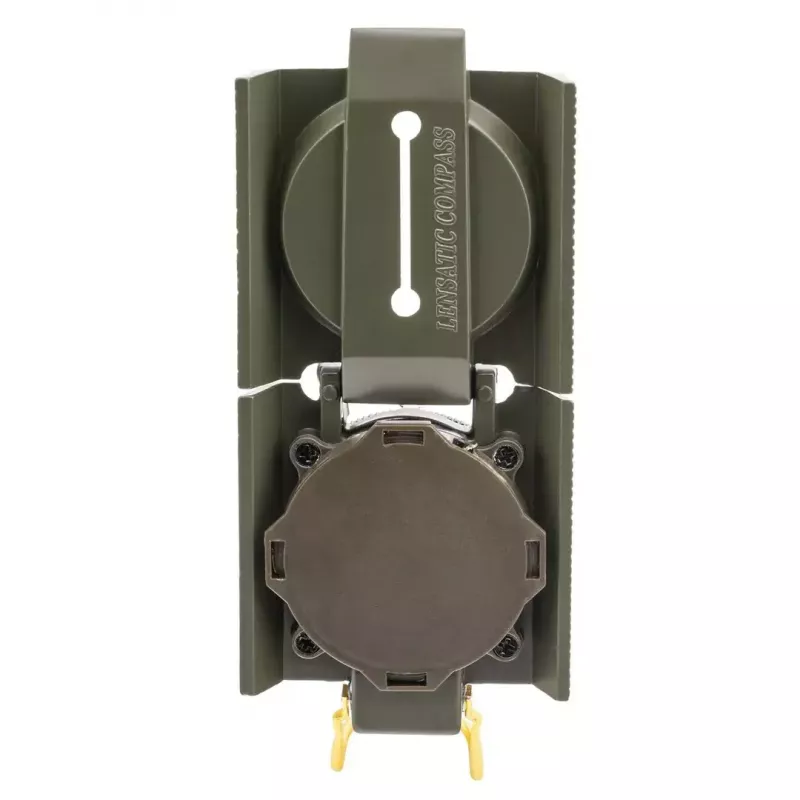 Navigacinis magnetinis kompasas Mil‑Tec Mil‑Tec US su apšvietimu, aliuminio korpusas, masteliai 1:50k ir 1:25k, alyvuogių