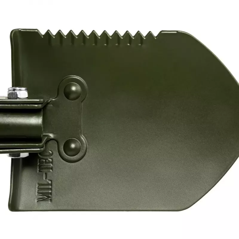 Sulankstomas kastuvas Mil-Tec Mini II — kompaktiškas įsitvirtinimo įrankis, 405 mm ilgis, 100 mm geležtė, 560 g, sulankstomas (15,5 x 10 x 6,5 cm)