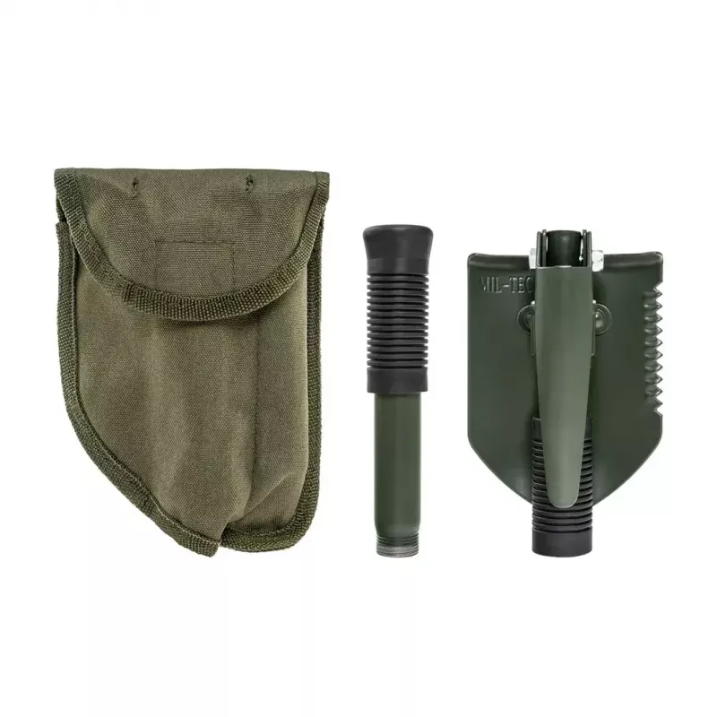 Sulankstomas kastuvas Mil-Tec Mini II — kompaktiškas įsitvirtinimo įrankis, 405 mm ilgis, 100 mm geležtė, 560 g, sulankstomas (15,5 x 10 x 6,5 cm)