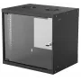 Prie sienos montuojama 9U tinklo spinta INTELLINET 19 colių (540×487×400 mm) juoda, stiklinis priekis, IP20