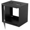 Prie sienos montuojama 9U tinklo spinta INTELLINET 19 colių (540×487×400 mm) juoda, stiklinis priekis, IP20