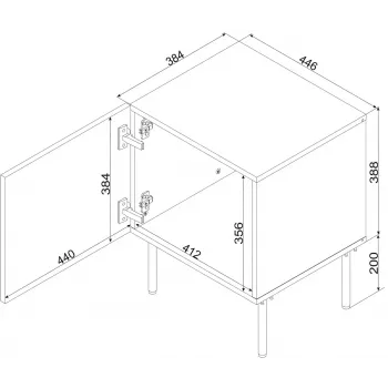 Naktinis staliukas Cama meble SIENA 44,5×40×59 cm, kašmyro matinis, MDF ir medžio drožlių plokštė, 2 vnt. rinkinys