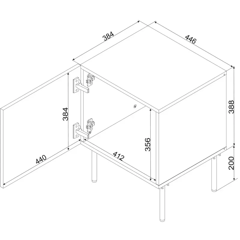 Naktinis staliukas Cama meble SIENA 44,5×40×59 cm, kašmyro matinis, MDF ir medžio drožlių plokštė, 2 vnt. rinkinys