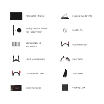 Grafikos planšetė HUION Kamvas Pro 13 — 13,3 col. QLED IPS ekranas 2560×1600, darbo sritis 286,5×179 mm, 8192 slėgio lygiai, 5080 lpi